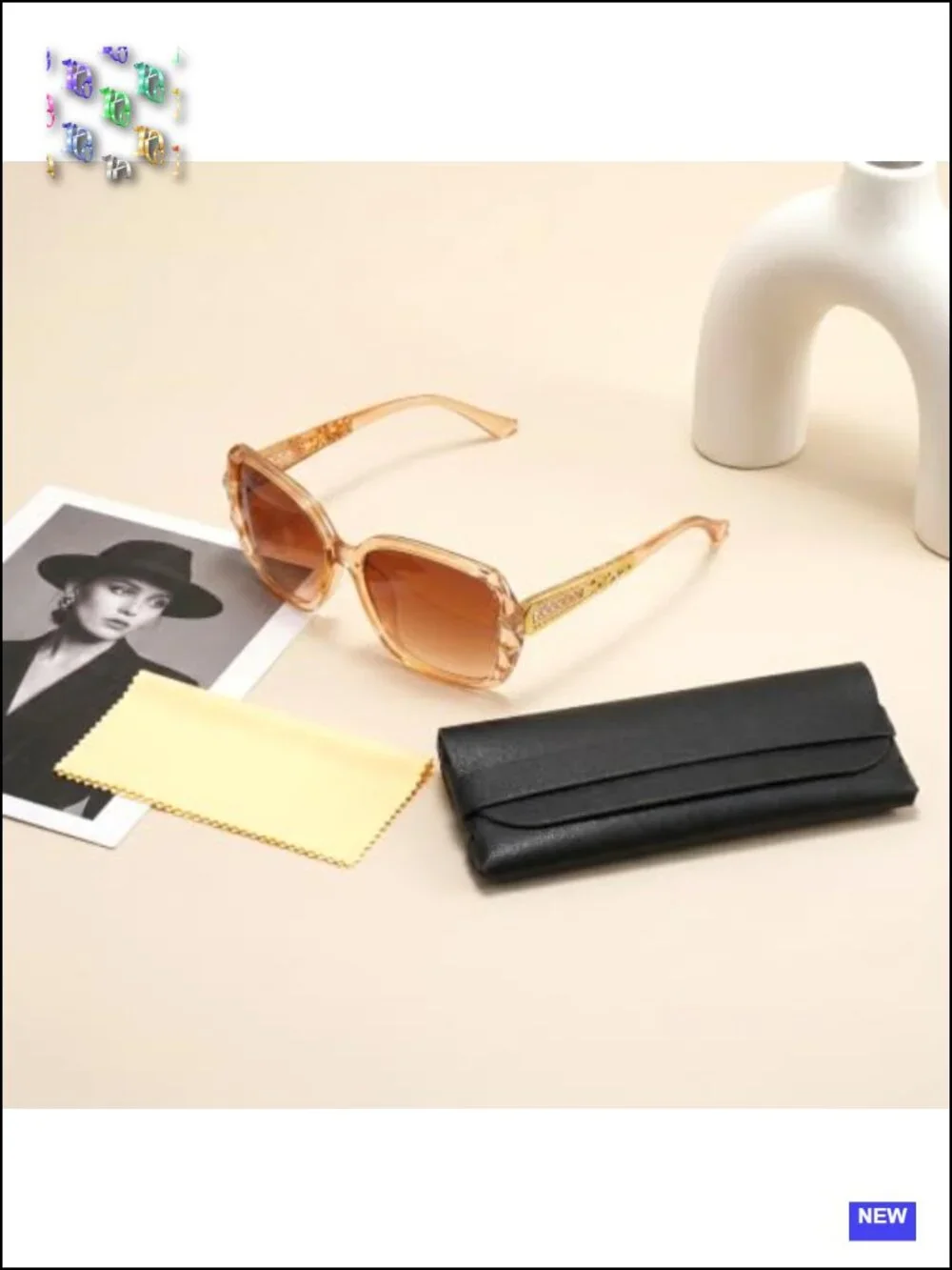Polarized Square Sunglasses Sparkling Large Frame UV400 Protection for Women Men